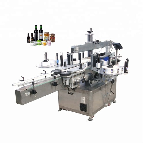 Półautomatyczna maszyna do etykietowania okrągłych butelek z plastikowymi filiżankami do herbaty 